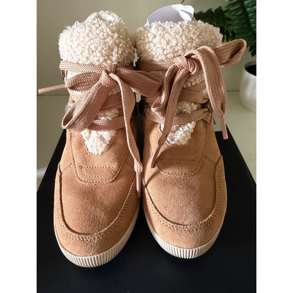 Sorel Evie II Suede Sherpa Wedge Winter Boots Tan NL5055-253 Womens 6.5